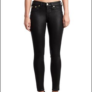 True Religion Black Wax Coated Skinny Jean sz 28